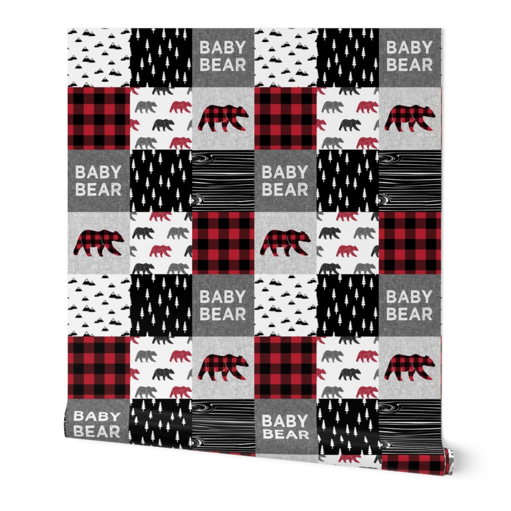 3" small scale - baby bear patchwork quilt top || buffalo plaid