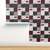 3" small scale - baby bear patchwork quilt top || buffalo plaid