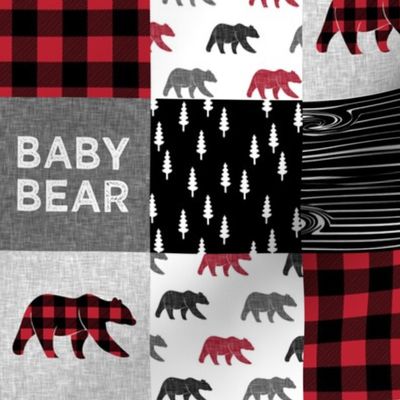 3" small scale - baby bear patchwork quilt top || buffalo plaid