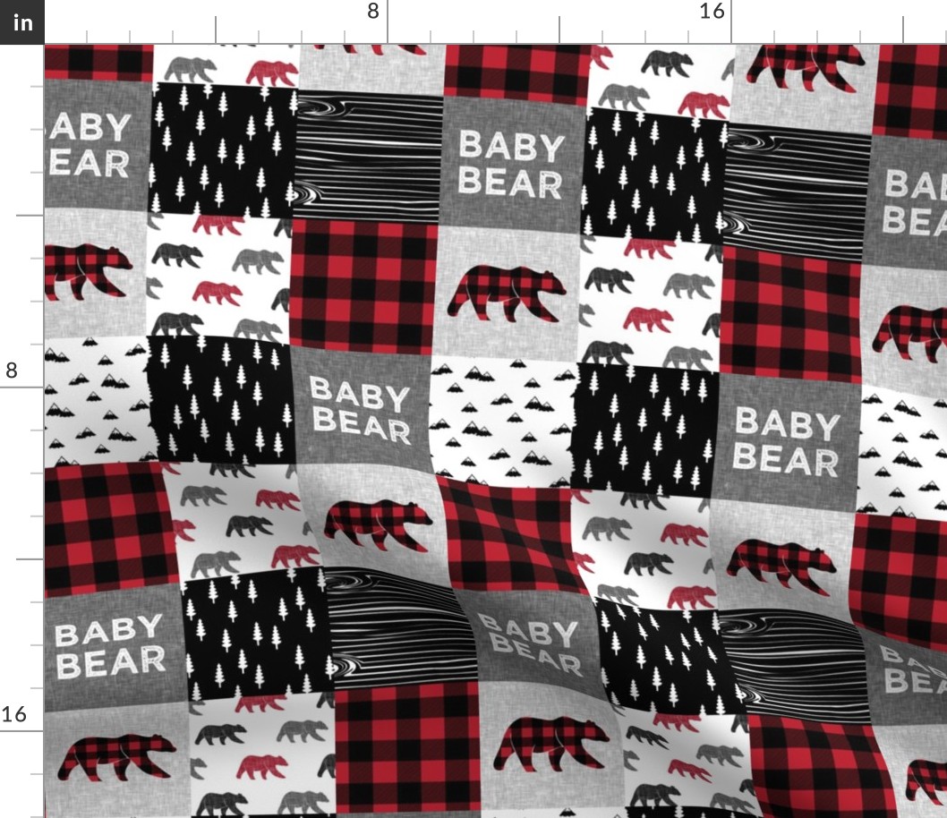 3" small scale - baby bear patchwork quilt top || buffalo plaid