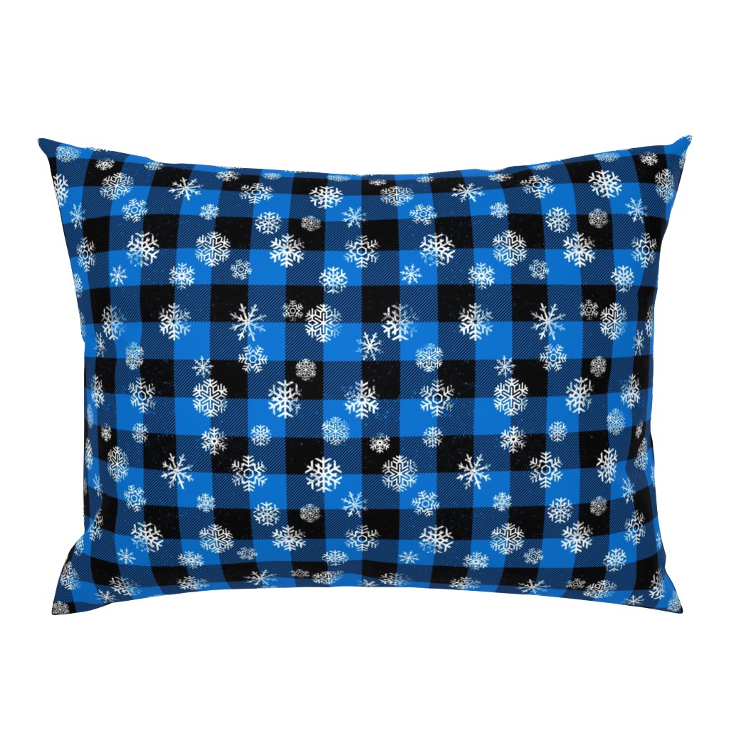 Buffalo Plaid Snowflakes Blue Black