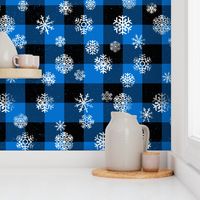 Buffalo Plaid Snowflakes Blue Black