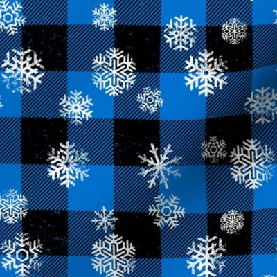 Buffalo Plaid Snowflakes Blue Black