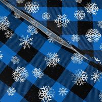 Buffalo Plaid Snowflakes Blue Black