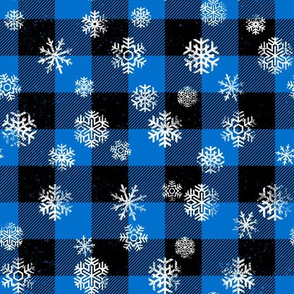 Buffalo Plaid Snowflakes Blue Black