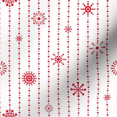 Snowflakes Stripes White Red 