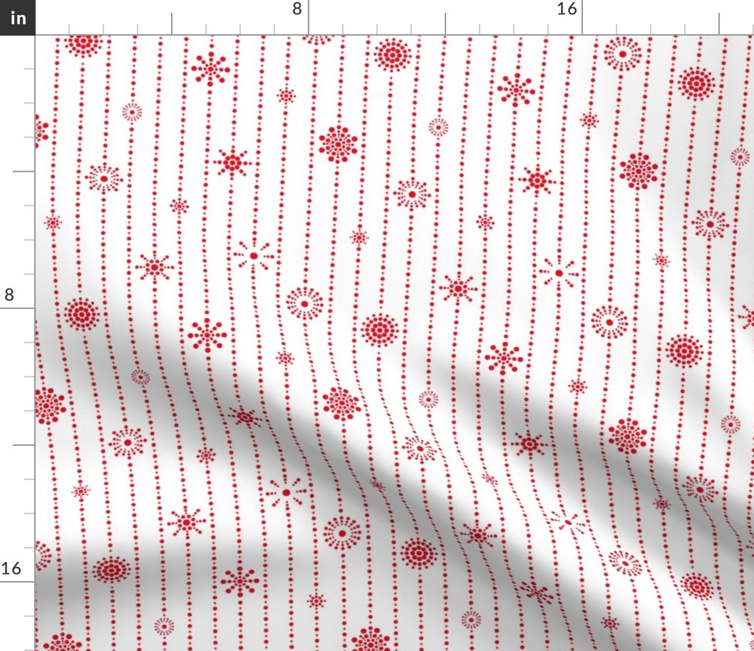 Snowflakes Stripes White Red 