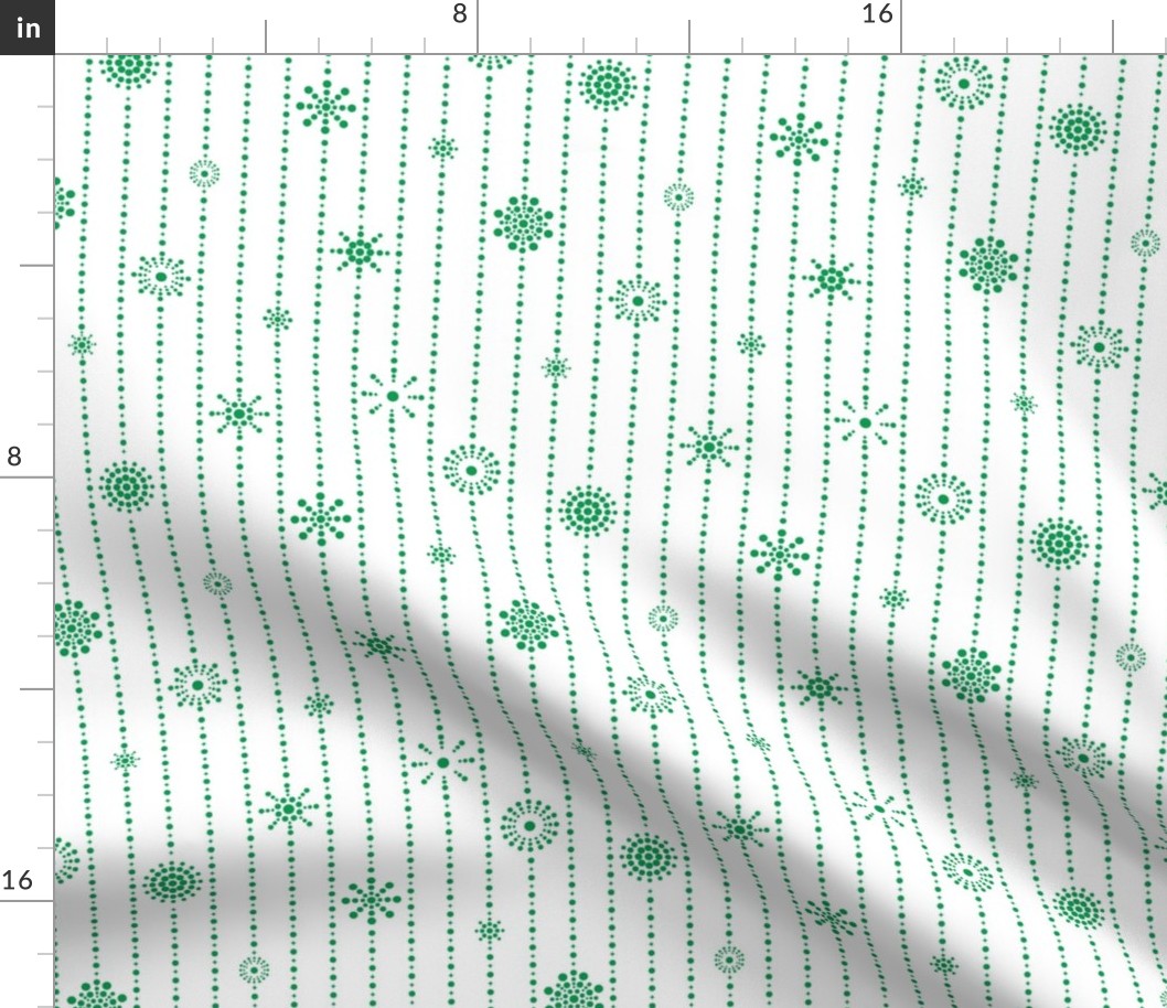 Snowflakes Stripes White Green  