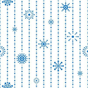 Snowflakes Stripes White Blue  