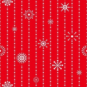 Snowflakes Stripes Red White  