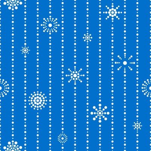 Snowflakes Stripes  Blue White  