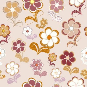 Sixties Flowers on a light pink background