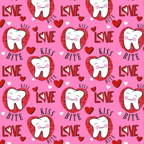 Love Your Teeth & They Will Love You Back / Pink Red  small med 