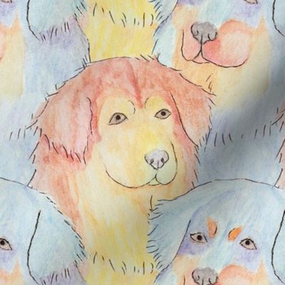 Watercolor Tibetan mastiff faces - medium