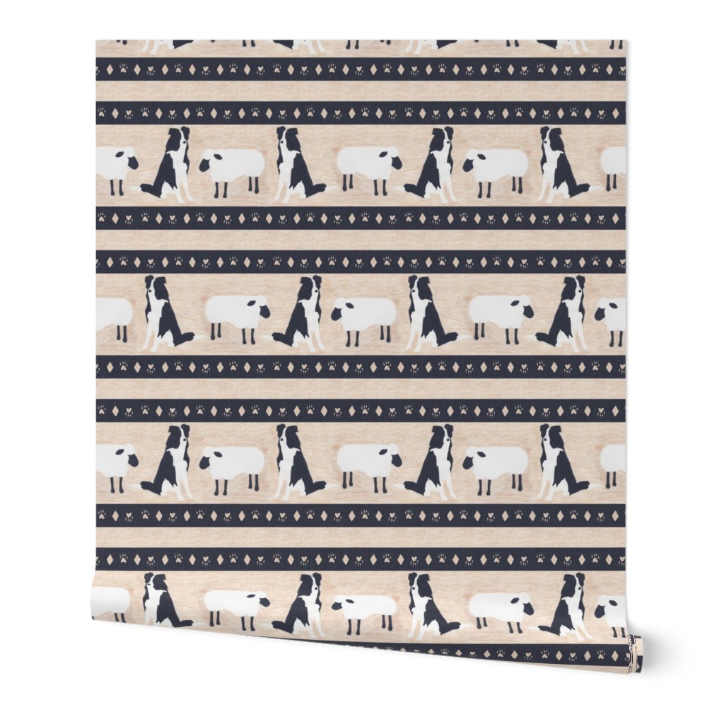 Primitive Border Collie and sheep border - extra wide border