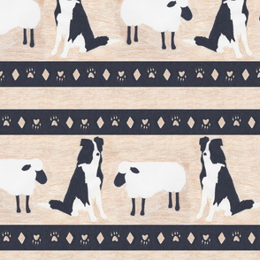 Primitive Border Collie and sheep border - extra wide border