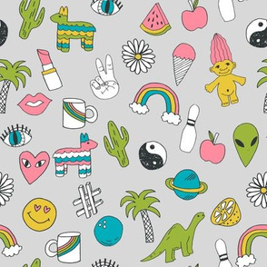 patches // 90s nostalgia dinosaurs kids summer prints summer pastel emoji fabric print