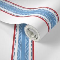 Modern French Ticking Stripe-Farmhouse Blue Red White  