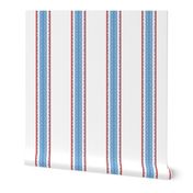 Modern French Ticking Stripe-Farmhouse Blue Red White  