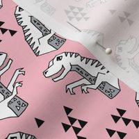 dinosaurs // pink dino fabric t-rex design dinosaurs fabric andrea lauren t-rex design 