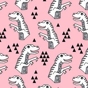 dinosaurs // pink dino fabric t-rex design dinosaurs fabric andrea lauren t-rex design 