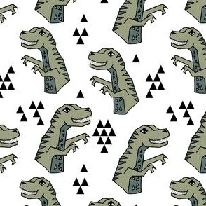 dinosaurs // artichoke green dino fabric t-rex fabrics andrea lauren design