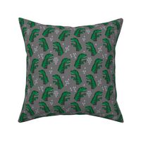 dinosaurs // dino trex fabric green and grey t-rex fabric andrea lauren design 
