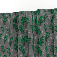 dinosaurs // dino trex fabric green and grey t-rex fabric andrea lauren design 