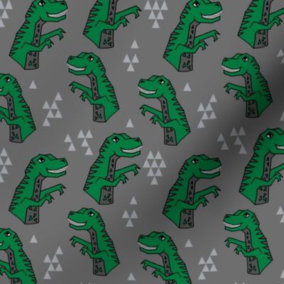 dinosaurs // dino trex fabric green and grey t-rex fabric andrea lauren design 