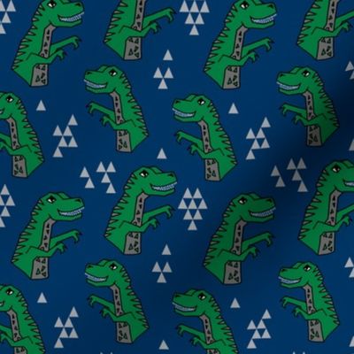 dinosaurs // dino fabric trex tyrannosaurs rex design navy and green trex fabric