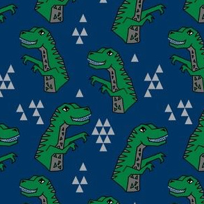 dinosaurs // dino fabric trex tyrannosaurs rex design navy and green trex fabric