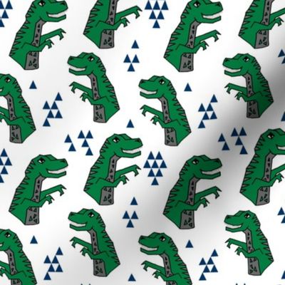 dinosaurs // green dino fabric tyrannosaurus rex fabric