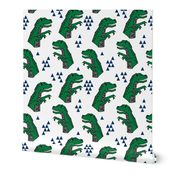 dinosaurs // green dino fabric tyrannosaurus rex fabric