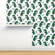 dinosaurs // green dino fabric tyrannosaurus rex fabric