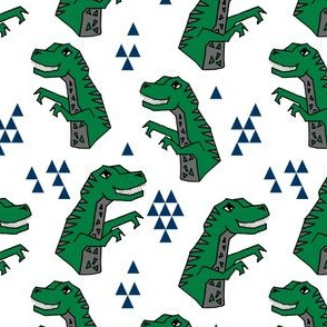 dinosaurs // green dino fabric tyrannosaurus rex fabric