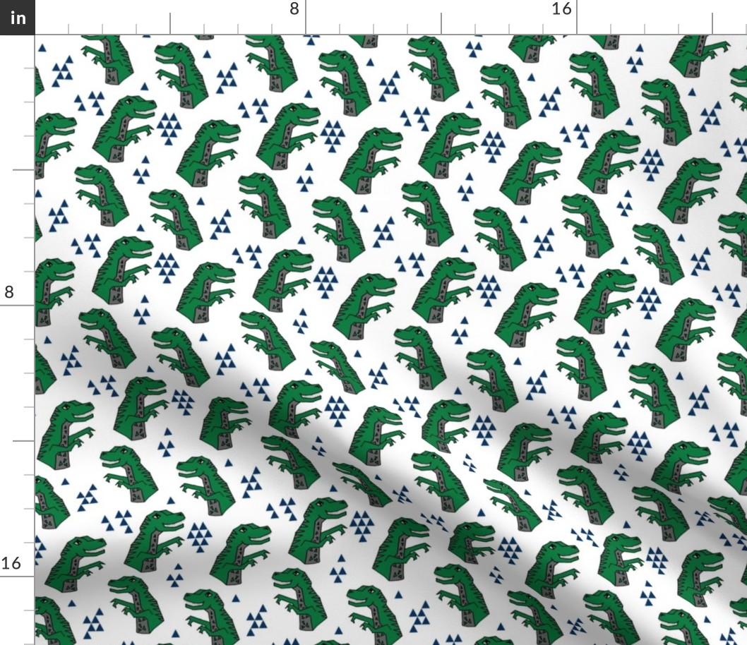 dinosaurs // green dino fabric tyrannosaurus rex fabric