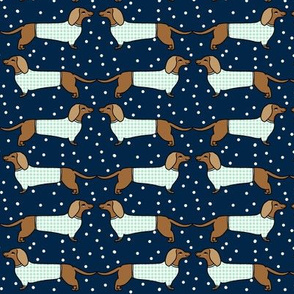 dachshund // sweater dogs navy and mint dog fabric doxie dogs fabric doxies andrea lauren design