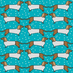 dachshund // turquoise doxie dachshunds fabric andrea lauren design andrea lauren fabric