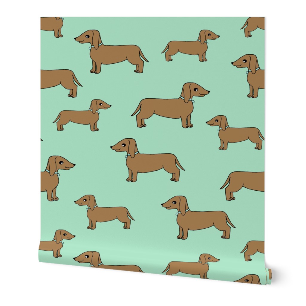 doxie // mint dogs fabric dog design dachshunds fabric