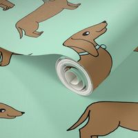 doxie // mint dogs fabric dog design dachshunds fabric