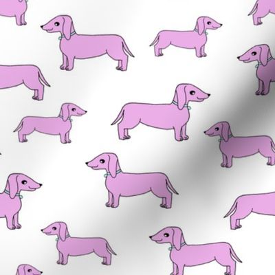 doxie //pastel puprle doxie fabric dachshunds dog fabric pastel purple design