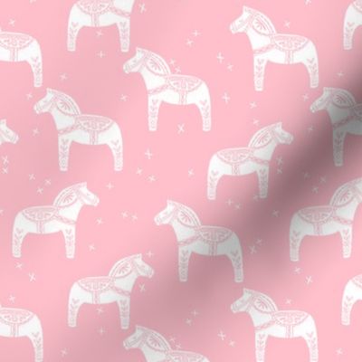 dala horse block print // pink baby girls nursery print andrea lauren fabric