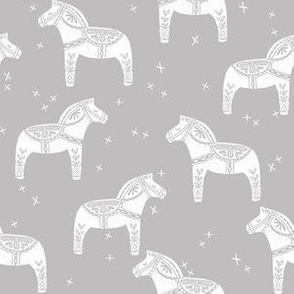 dala horse block print // grey dala horse fabric scandinavian fabric andrea lauren fabric nordic design