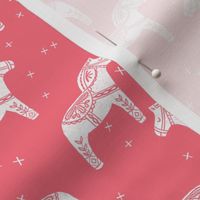 dala horse // pink dala folk block print linocut andrea lauren design andrea lauren fabric