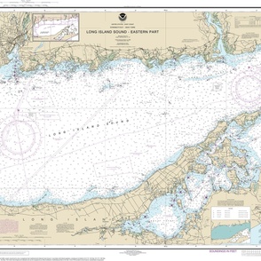 NOAA Long Island Sound (eastern part) nautical chart #12354 - 27x42" (fits on a yard of any fabric)