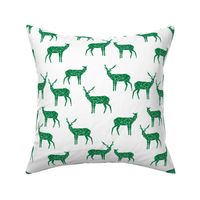deer // green deer fabric animal woodland nursery fabric green 