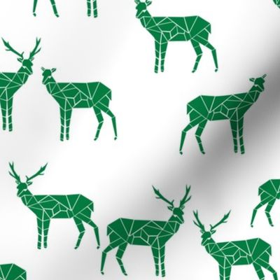 deer // green deer fabric animal woodland nursery fabric green 