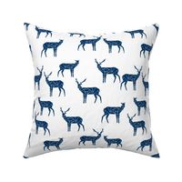 deer // navy blue fabric deer design animals fabric navy blue deer fabric