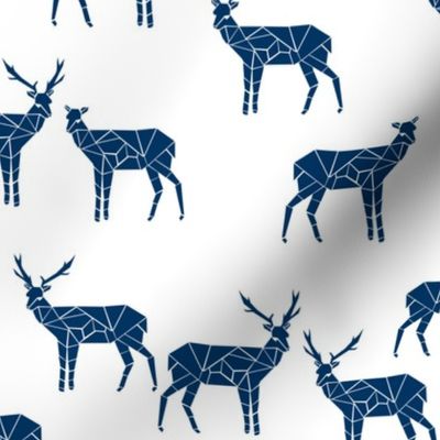 deer // navy blue fabric deer design animals fabric navy blue deer fabric