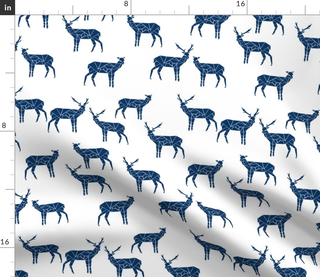 deer // navy blue fabric deer design animals fabric navy blue deer fabric